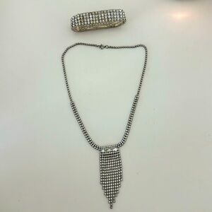 Vintage 1950s Cubic Zirconia Necklace and Bracelet Set